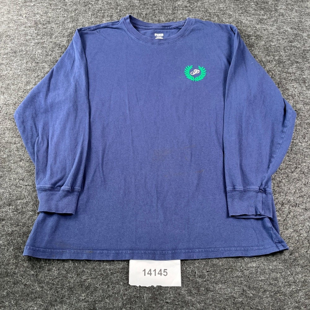Pink Victoria's Secret Campus Tee Shirt Womens Medium Blue Cotton Long Sleeves